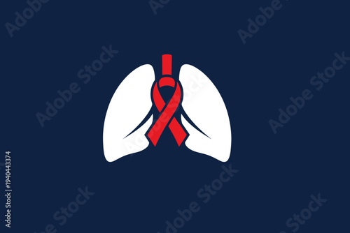 Awareness ribbon wrapped around lungs symbolizing support for lung health and disease prevention efforts globally