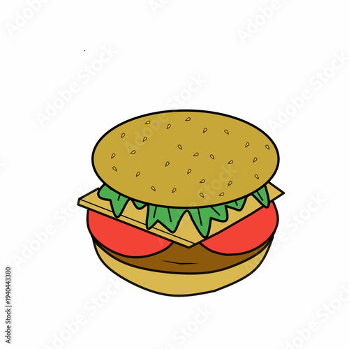 Burger Icon Cheese Burger Logo Isolated on White
