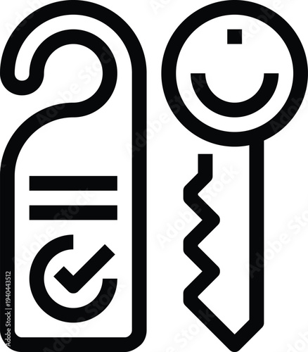 Modern hotel room flat line vector illustration icon design concept. Icon for mobile and web graphics. Flat symbol, logo creative concept. Simple and clean flat pictogram