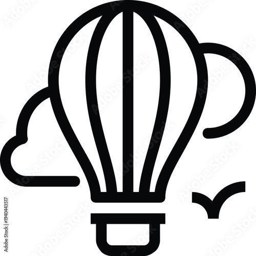 Modern hot air ballon flat line vector illustration icon design concept. Icon for mobile and web graphics. Flat symbol, logo creative concept. Simple and clean flat pictogram