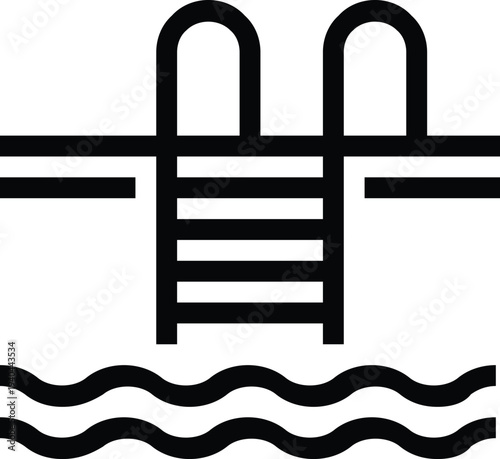 Modern swimming pool flat line vector illustration icon design concept. Icon for mobile and web graphics. Flat symbol, logo creative concept. Simple and clean flat pictogram