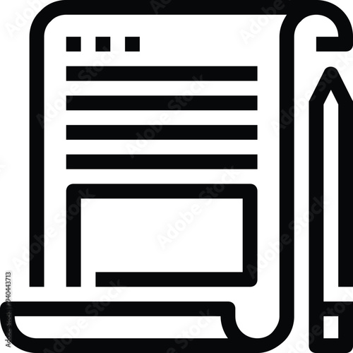 Modern scroll flat line vector illustration icon design concept. Icon for mobile and web graphics. Flat symbol, logo creative concept. Simple and clean flat pictogram