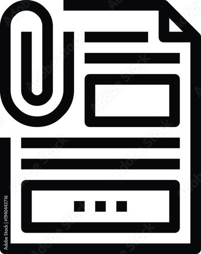 Modern attachment file flat line vector illustration icon design concept. Icon for mobile and web graphics. Flat symbol, logo creative concept. Simple and clean flat pictogram