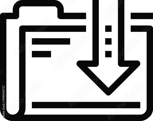 Modern download folder flat line vector illustration icon design concept. Icon for mobile and web graphics. Flat symbol, logo creative concept. Simple and clean flat pictogram