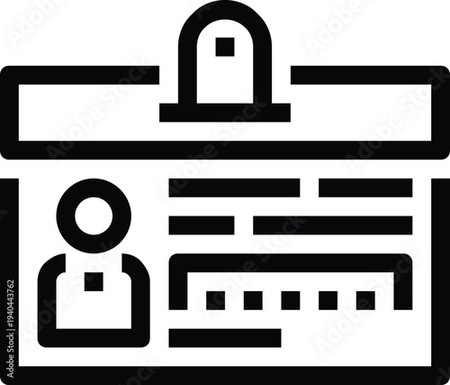 Modern id card flat line vector illustration icon design concept. Icon for mobile and web graphics. Flat symbol, logo creative concept. Simple and clean flat pictogram