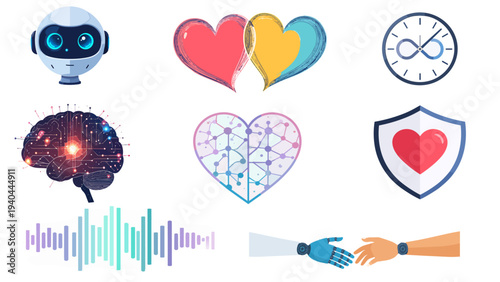 AI Chatbot and Virtual Assistant Interface Icon Sheet