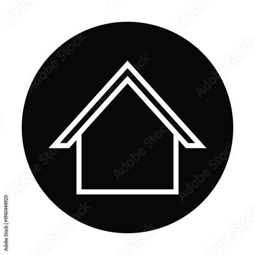 Set of minimalist home and house icons inside black circles. Flat vector web buttons for homepage navigation, real estate, and residential building symbols