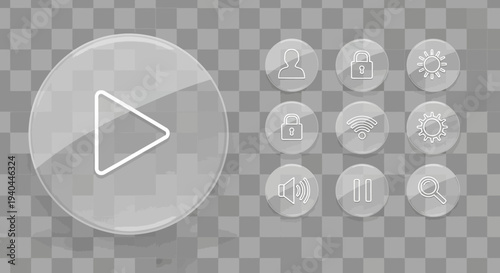 Play button and media control icons vector illustration, flat design, scalable graphics