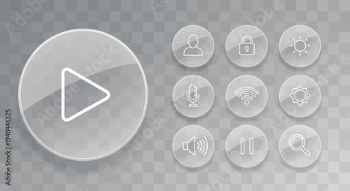 Play button and media control icons vector illustration, flat design, scalable graphics