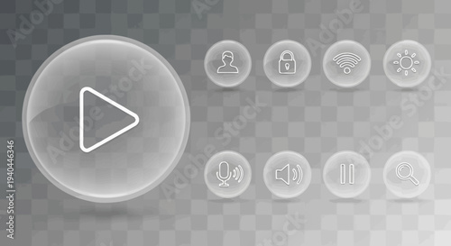 Play button and media control icons vector illustration, flat design, scalable graphics