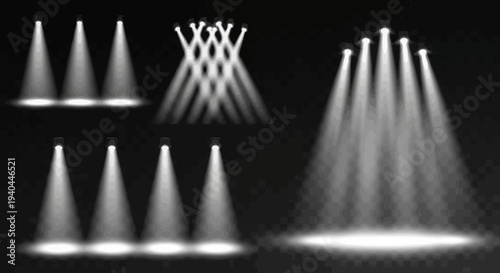 spotlight beams shining on stage vector illustration