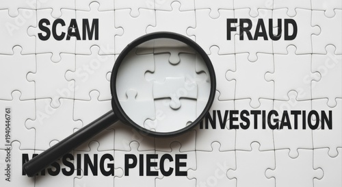 Wallpaper Mural Uncovering Fraud: Magnifying Glass Reveals Missing Puzzle Piece in Investigation of a Financial Scam Torontodigital.ca