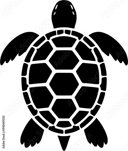 Top View Tortoise Silhouette Vector Illustration – Turtle Shell Icon From Above