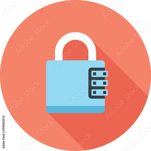locked flat web icon concept