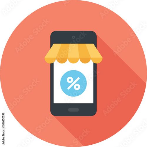 mobile shopping flat web icon concept