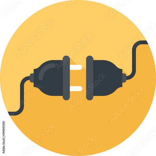 power plug flat web icon concept