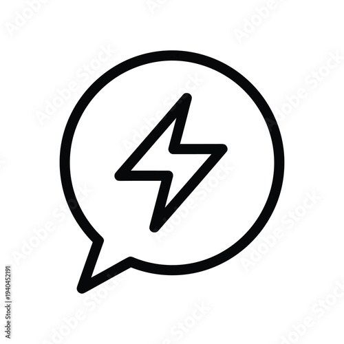 Lightning Bolt in Speech Bubble Icon