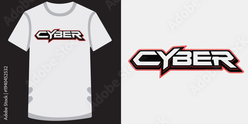 Modern stylish cyberthemed tshirt design with bold futuristic typography perfect for gaming and tech enthusiasts looking for trendy apparel options