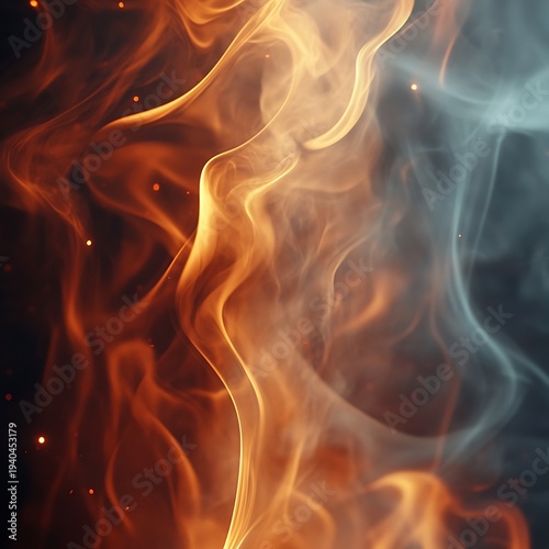 Dramatic abstract blaze with swirling smoke high resolution picture