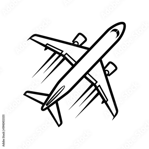 Simple Line Art of Airplane