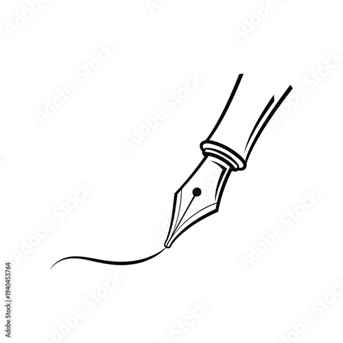 Fountain pen nib writing on paper