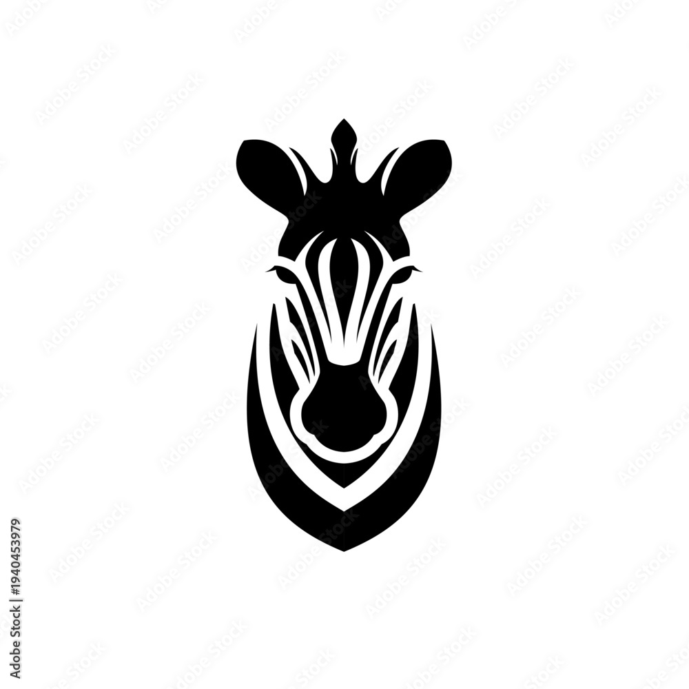 Fototapeta premium Stylized Black and White Zebra Head Illustration