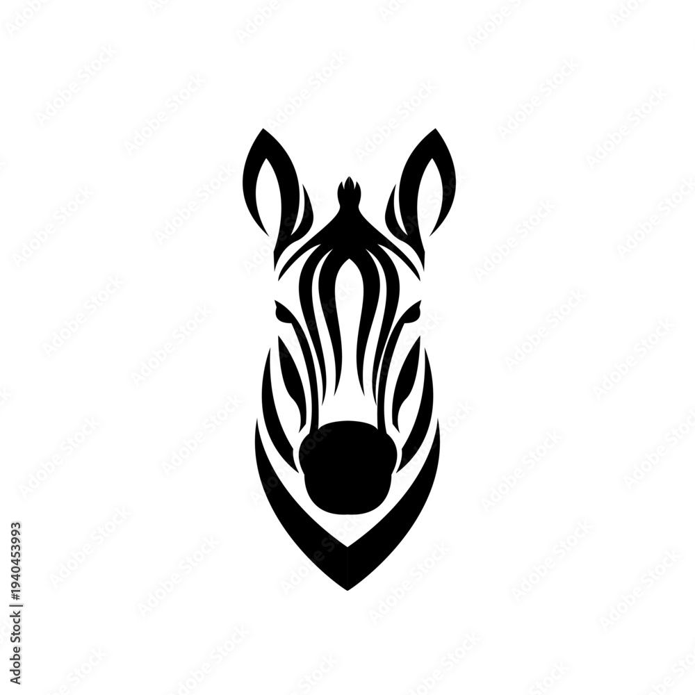 Fototapeta premium Abstract Stylized Zebra Head Illustration Black and White Vector Graphic