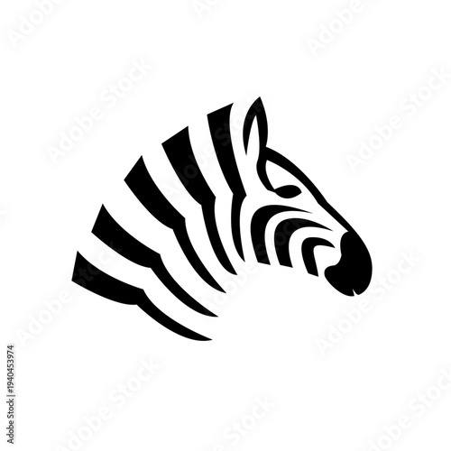 Stylized Black and White Zebra Head Profile Illustration