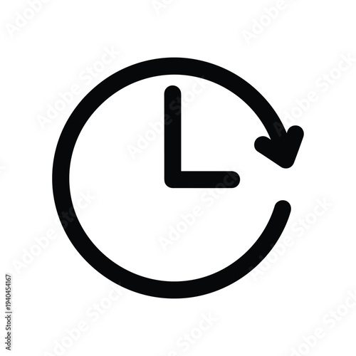 Clock icon with arrow symbolizing time and rotation
