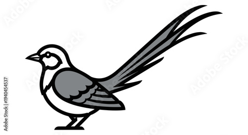 Simple Line Drawing of a Bird.