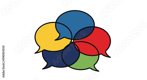 Multicolored Speech Bubbles Overlapped Together.