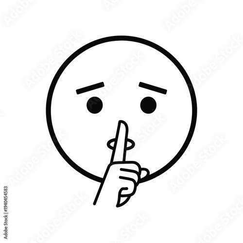 Shh, Be Quiet, Simple Line Art Illustration