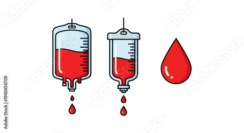 Medical Syringes with Blood Droplets Illustration.