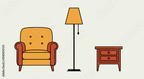 Armchair Lamp and Side Table Furniture.