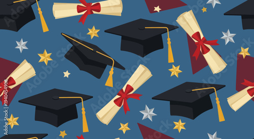 Graduation Caps and Diplomas Pattern.