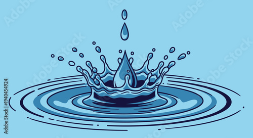 Water Droplet Splashing into Liquid Surface.