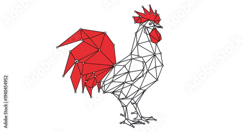 Geometric Low Poly Rooster Illustration Art.