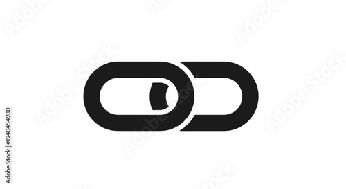Black Chain Link Icon Isolated White.