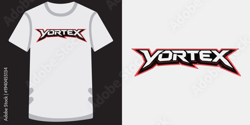 Modern stylish white tshirt featuring a bold dynamic typography design perfect for gaming and esports enthusiasts or casual wear
