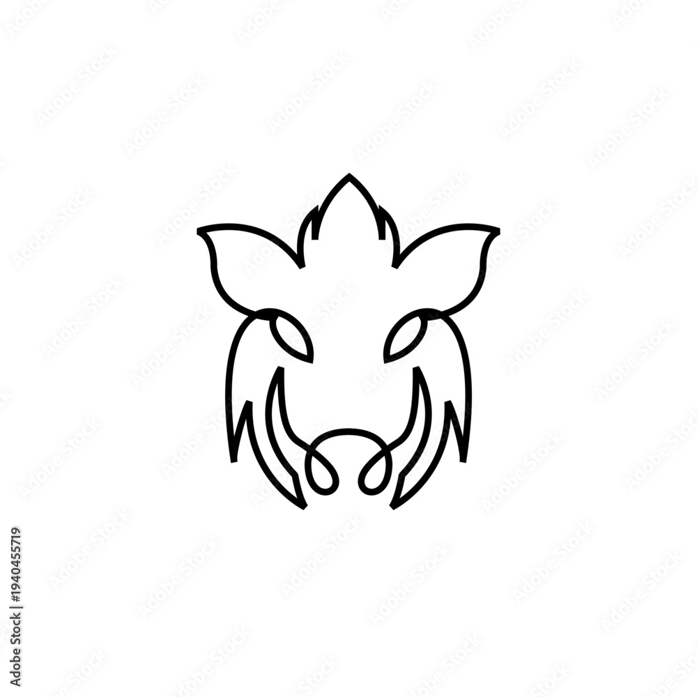 Fototapeta premium Monoline Wild Boar Pig Head Line Art Logo Icon Design