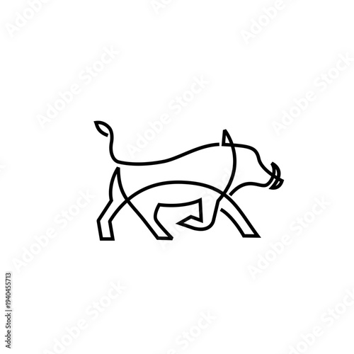 Minimalist Continuous Line Art Illustration of a Wild Boar