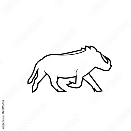 Running Warthog Outline Vector Logo Design