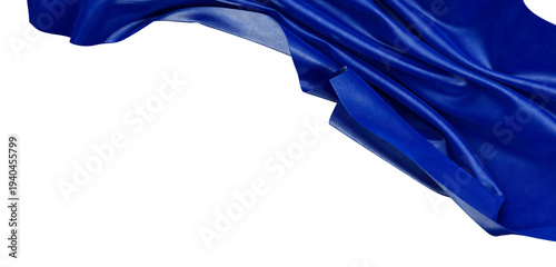 Abstract shot of royal blue fabric billowing, perfect for background, texture, or design elements. Features a captivatin