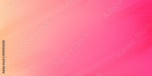 Pink orange polka dots gradient halftone background. Pop art cartoon dot texture with comic graphic design, Horizontal abstract pattern wall for cover digital technology.