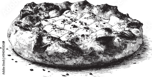 Turkish Pide bread illustration on a white background. This vector illustration can be used in any size you like for advertising, logos, and other work.
