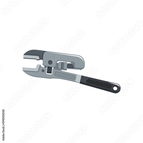 Adjustable wrench with black handle on for gripping and twisting