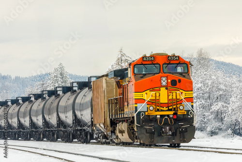 Wallpaper Mural closeup of a freight train hauling tanker cars in winter in Montana Torontodigital.ca