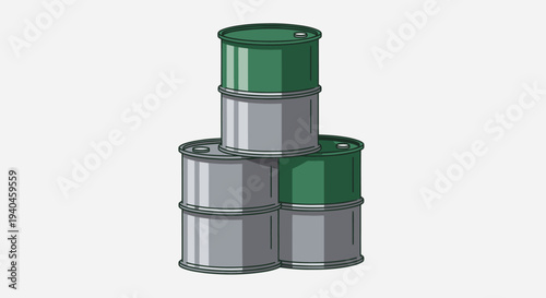 Stack of Metal Drums or Barrels.