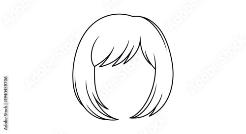 Simple Black Line Drawing of Female Head.