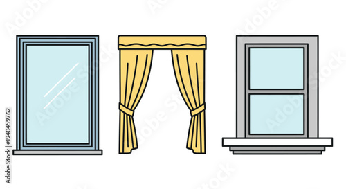 Three Different Window Designs Illustration.